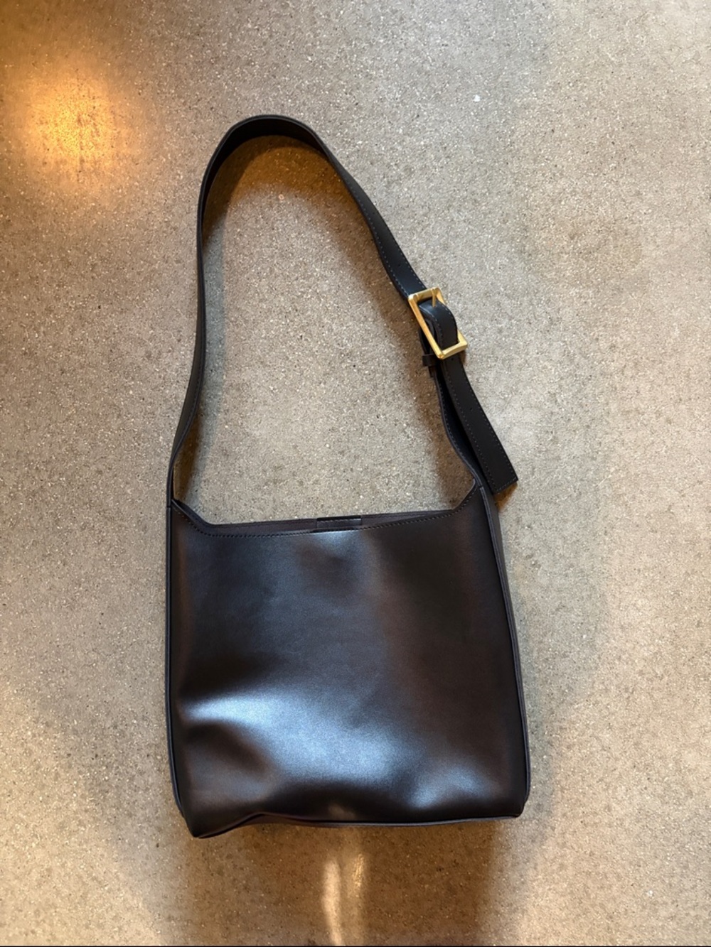 Black Faux Leather Shoulder Bag